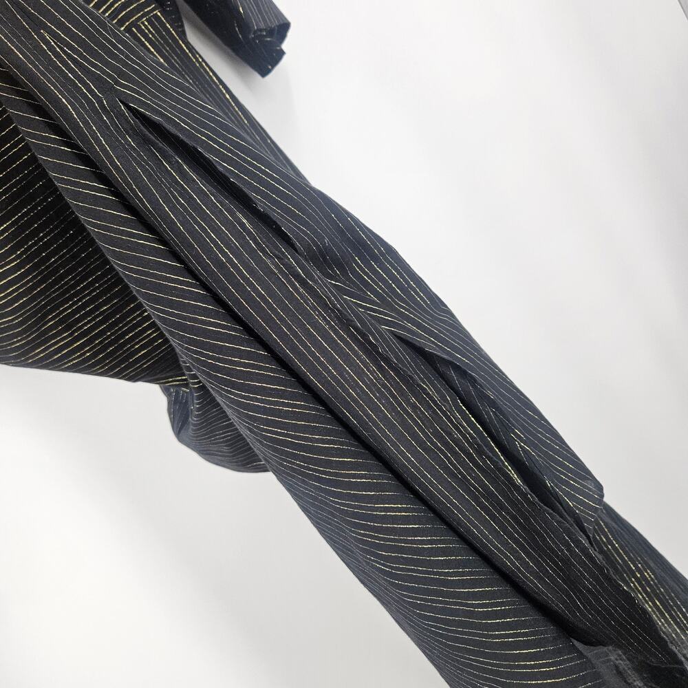 Marina Rinaldi Sport Shirt Dress Black Gold Metallic Striped Button Up Size 14 - Picture 10 of 11